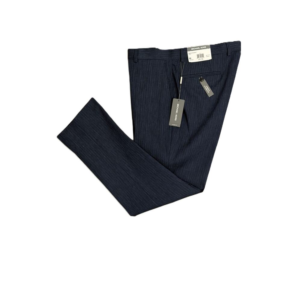 Michael Kors Dress Pants Men's 34"x30" Classic Fit Linen Blend Stretch Blue NEW